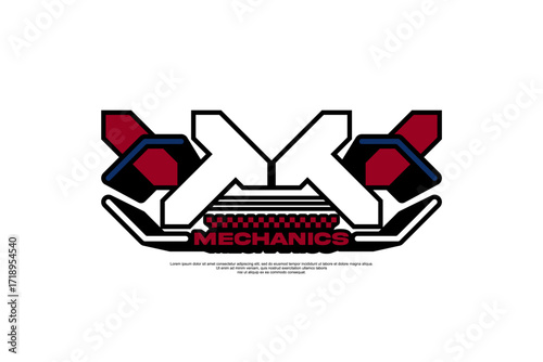 mechanics mecha style streetwear urban modern template vector