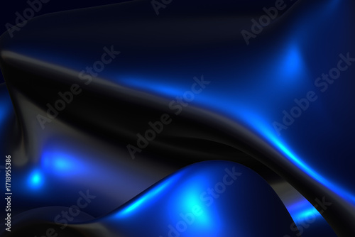 Abstract 3d render background dark blue gradient light wave silk liquid chrome metalic design render wallpaper modern illustration multicolored wavy surfaces