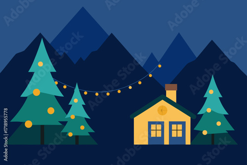 winter landscape with houses