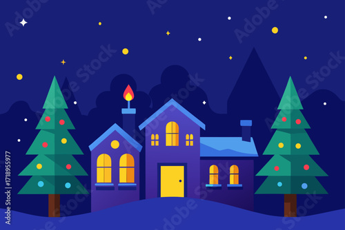 winter landscape with christmas tree