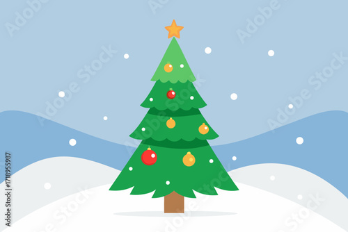 christmas tree with snow