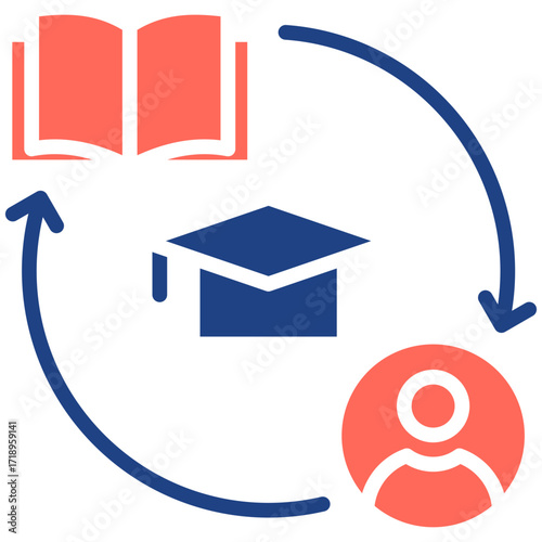 Continuous Learning glyph color icon