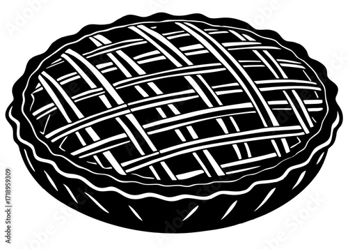 Pie Silhouette with Lattice Crust, Homemade Dessert SVG, PNG