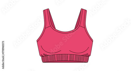 Illustrative pink sports bra garment for active lifestyle providing support and comfort during workouts, a modern piece for fitness fashion and
