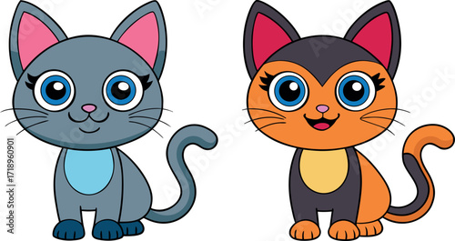 cartoon cat illustration, cute cat cartoon, funny cat drawing, adorable kitten artwork, happy cat vector, smiling cat cartoon, baby kitten character, playful cat mascot, child-friendly cat cartoon, pe