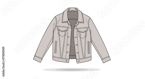 Stylized denim jacket illustration, perfect for fashion designs, clothing mockups and creative visual projects, providing a contemporary touch