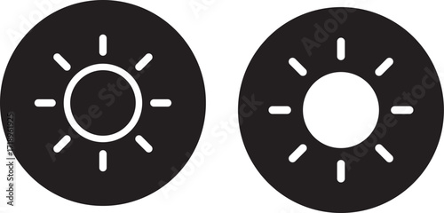 filled sun icon symbols .  Summertime figure concept. Sunset symbol. Hot solar energy for tan. Sunshine simple icons collection