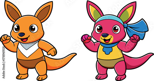 cartoon kangaroo illustration, cute kangaroo cartoon, funny kangaroo drawing, adorable kangaroo artwork, happy kangaroo vector, smiling kangaroo cartoon, baby kangaroo character, playful kangaroo masc