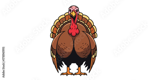 Whimsical Thanksgiving Turkey Character on White Backdrop for Seasonal Decor and Design projects