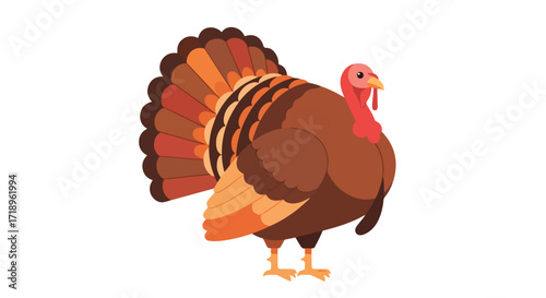 Stylized autumnal turkey illustration for thanksgiving holiday seasonal designs and festive compositions