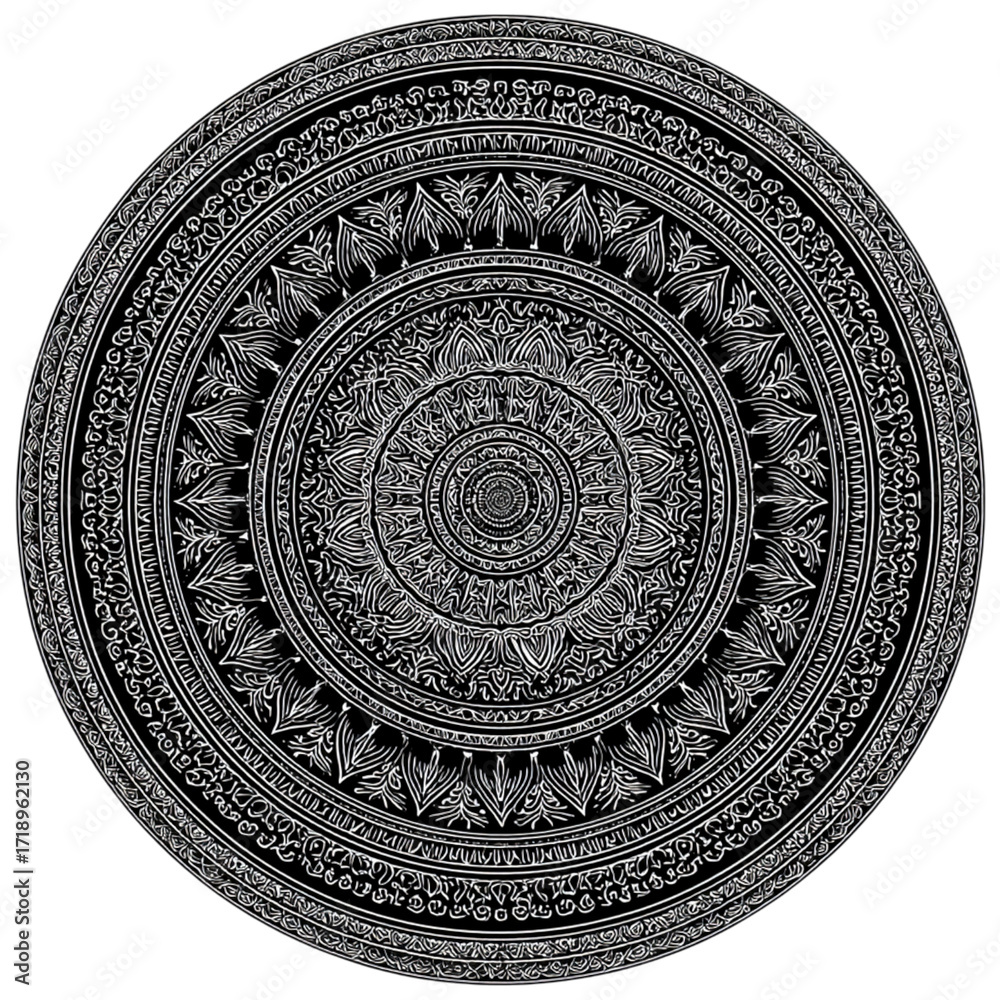 Naklejka premium Intricate mandala design radiating positive energy, perfect for wellness brands, yoga studios, meditation guides, and spiritual content seeking serenity