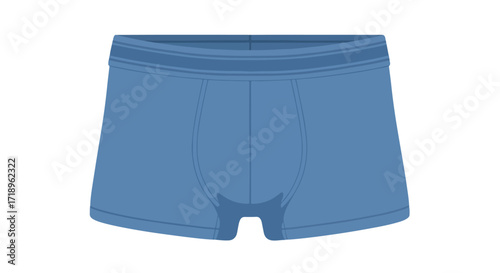 Detailed illustration of blue male boxer briefs with comfortable elastic waistband and snug fit design showcase for apparel ads