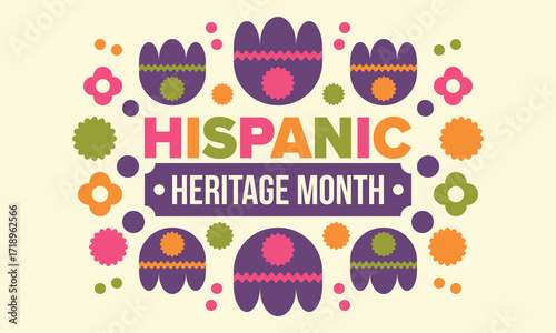 National Hispanic Heritage Month in September and October. Hispanic and Latino Americans culture. Celebrate annual in United States. Poster, card, banner and background. Vector illustration