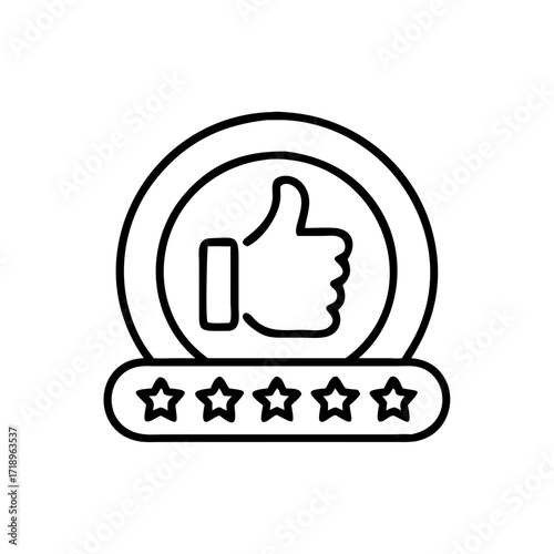customer review icon in line style, quality rating vector illustration isolated on white background, feedback, five stars business concept, editable stroke,