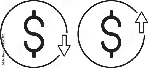 Dollar icon. symbolizing currency and finance. US dollar coin symbols collection.
