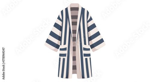 Nautical Striped Robe Artwork: A Symbol of Comfort, Elegance, and Relaxing Style Amidst Coastal Chic Visions and Serene Home Ambiance