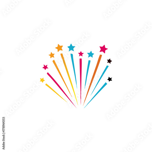 Fireworks line icon. happy new year firework