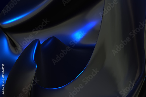 Abstract 3d render background dark blue gradient light wave silk liquid chrome metalic design render wallpaper modern illustration multicolored wavy surfaces