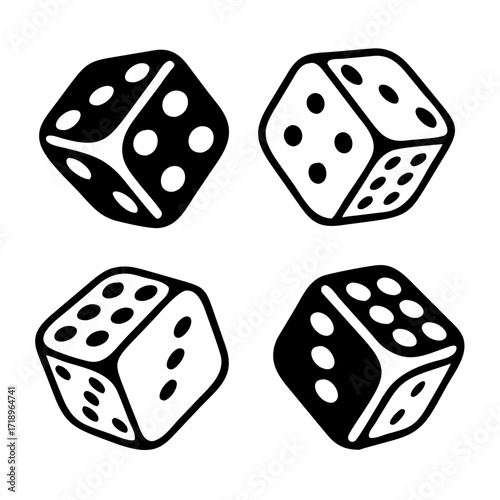 Two Dice icon. casino symbol isolated on White Background, gambling game business concept, Vector Illustration
