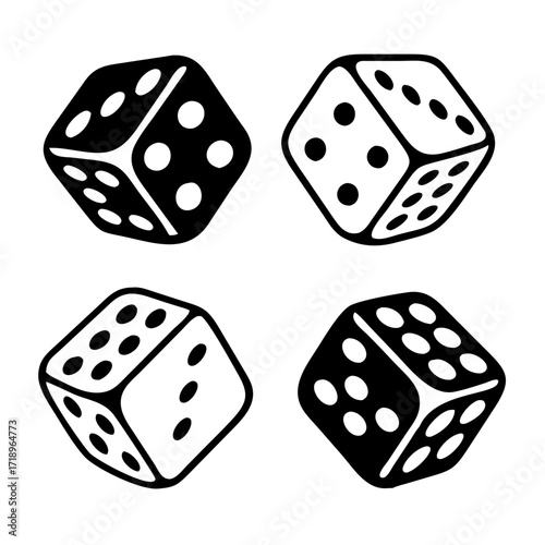 Two Dice icon. casino symbol isolated on White Background, gambling game business concept, Vector Illustration