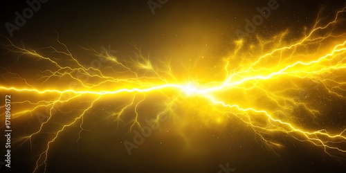 Bright yellow lightning bolt streaking across dark background