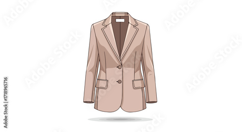 Stylish tailored blazer illustration presenting formalwear fashion design and garment construction with a neutral color palette perfect for business