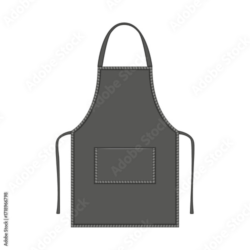Realistic dark gray kitchen apron with front pocket and straps blank mockup 3d vector isolated on white background, design uniform for cooking, restaurant, catering, household, barber, barista.