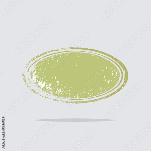 Distressed oval shape with double outline on a light gray background.
