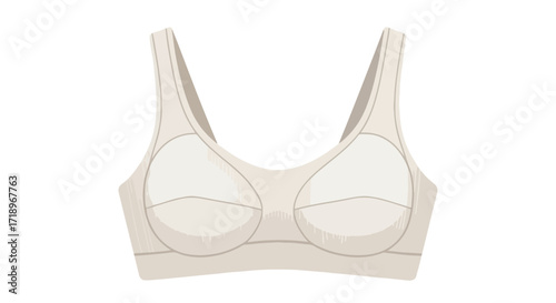 Isolated vector illustration of a simple sports bra in a neutral color palette on a clean white background, suitable for various design applications