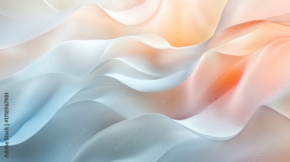 Fototapeta premium A soft and dreamy abstract background with pastel colors, featuring gentle flowing curves and light bokeh effects, creating a tranquil, light-filled environment