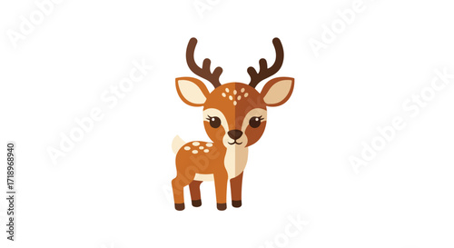 Delightful Whimsical Deer Illustration, An Adorable Cartoon Reindeer with Exaggerated Features and Charming Design, Ideal for Children's Content