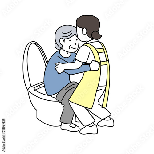 高齢者をトイレ介助する介護士