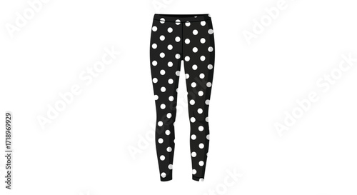 Polka Dot Panache: Stylish Black Leggings with White Circles for Fashionable Flair and Movement