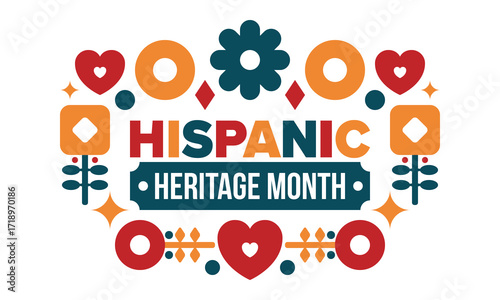 National Hispanic Heritage Month in September and October. Hispanic and Latino Americans culture. Celebrate annual in United States. Poster, card, banner and background. Vector illustration