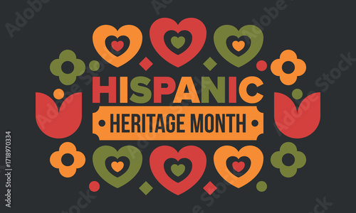 National Hispanic Heritage Month in September and October. Hispanic and Latino Americans culture. Celebrate annual in United States. Poster, card, banner and background. Vector illustration