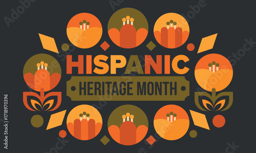 National Hispanic Heritage Month in September and October. Hispanic and Latino Americans culture. Celebrate annual in United States. Poster, card, banner and background. Vector illustration