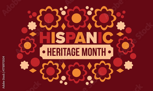 National Hispanic Heritage Month in September and October. Hispanic and Latino Americans culture. Celebrate annual in United States. Poster, card, banner and background. Vector illustration