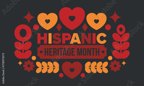 National Hispanic Heritage Month in September and October. Hispanic and Latino Americans culture. Celebrate annual in United States. Poster, card, banner and background. Vector illustration