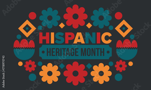 National Hispanic Heritage Month in September and October. Hispanic and Latino Americans culture. Celebrate annual in United States. Poster, card, banner and background. Vector illustration
