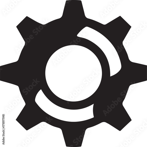 Gear silhouette black and white flat design vector illustration