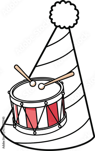 Vector art of party hat with drum