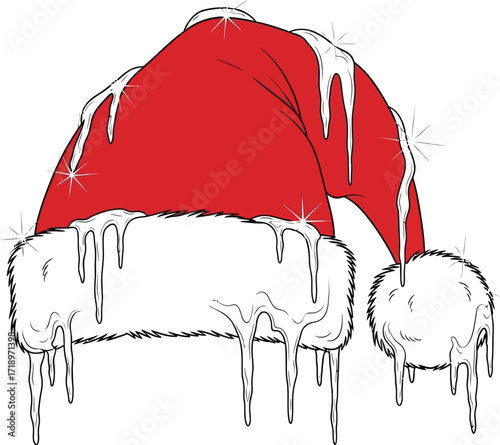 Vector art of icy santa hat with icicles for christmas