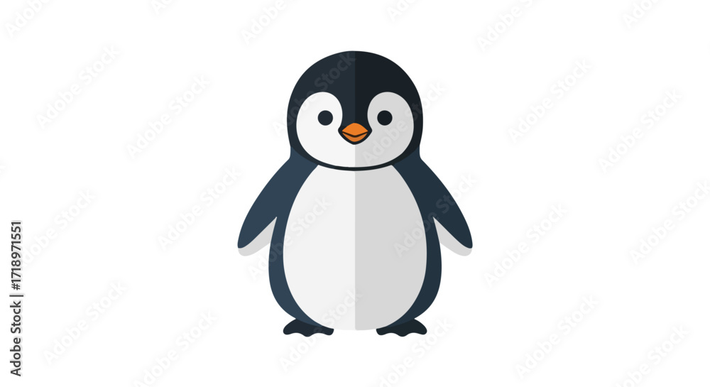 Naklejka premium Isolated charming penguin vector illustration standing on white background for creative projects, perfect for children designs and winter themed