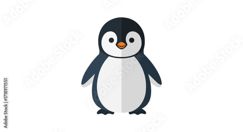 Isolated charming penguin vector illustration standing on white background for creative projects, perfect for children designs and winter themed