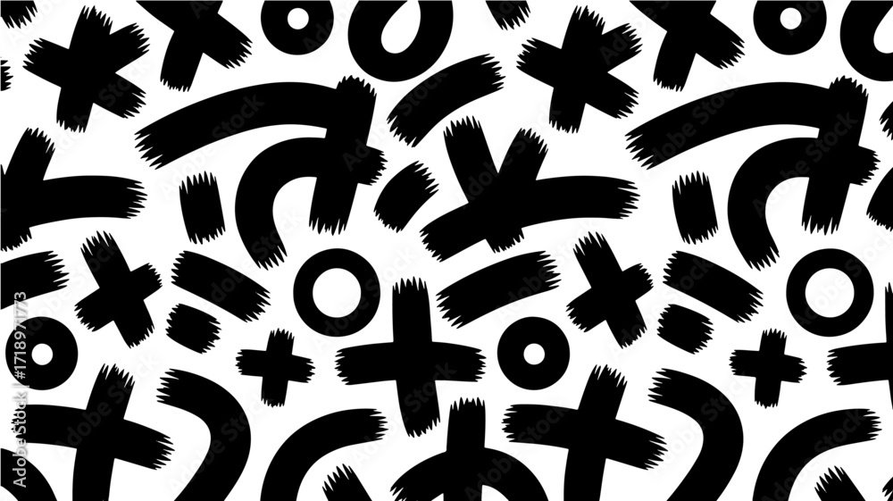 Fotografie Abstract black shapes pattern design Black and white texture Vector seamless bac