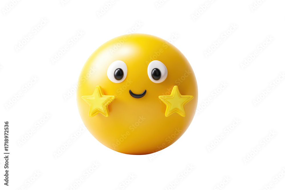 Fototapeta premium Smiling yellow emoji with stars