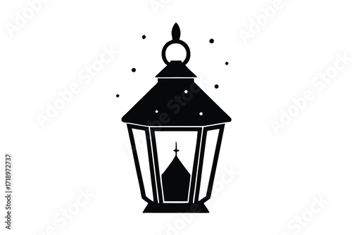 winter candle lantern silhouette vector icon desig