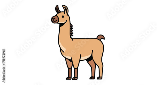 Stylized Llama Illustration with Clean Lines and Minimalist Design on White Background for Creative Projects