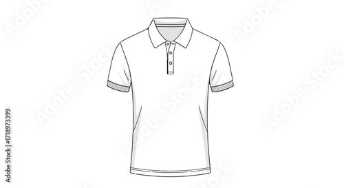 Elegant vector illustration of a classic white polo shirt with short sleeves and buttoned neckline, suitable for fashion design mockups for retail