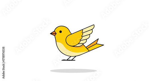 Illustration of an attractive yellow bird on a white background, suitable for children's education materials or decorative prints, cheerful and